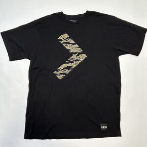 HEKI T Shirt Camouflage Logo Tee Soft Comfy Made in USA Black Cotton Men Large